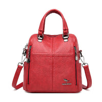 Sac à dos rouge en simili cuir avec grain femme