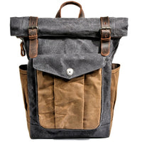 Sac à dos en toile et cuir vintage