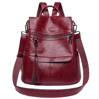 Sac à dos en faux cuir rouge pour femme